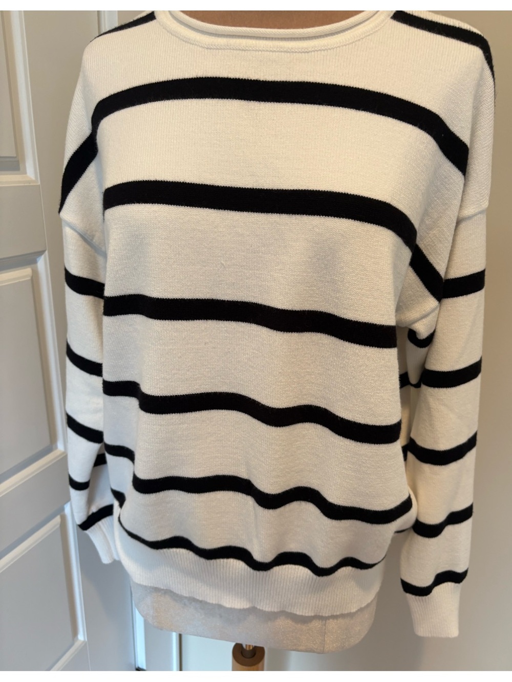 Philosophy Black & White Striped Roll Neck Long Sleeve Sweater Size XL